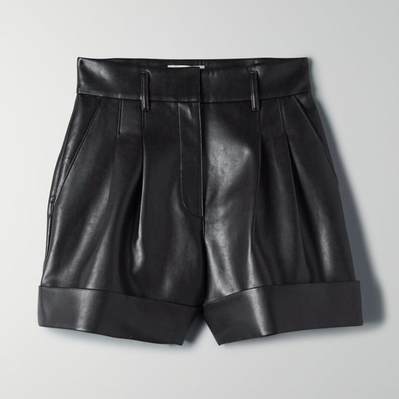 ARITZIA Wilfred Labyrinth Cuffed Faux Leather Shorts - Picture 6 of 15